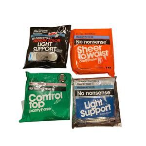 Lot Of 4 Vintage No Nonsense Pantyhose Control Top & Sheer & Light Support NEW